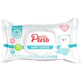 تصویر دستمال مرطوب پاک کننده کودک و نوزاد بسته 120 عددی پینو بیبی Pino Baby Wipes For Infant And Kids 120 Pcs