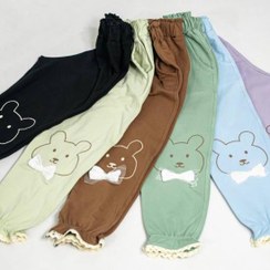 تصویر شلوار اسلش الیف اسپرت دخترانه رنگ مشکی و شکلاتی چین دار پاپیونی جنس دورس لاکرا | سایز 45 تا 55 Girls' black pleated Elif sports slash pants, made of Duras Lycra | Size 45 to 55