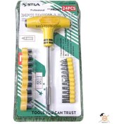 تصویر مجموعه 24 عددی بکس و پیچ گوشتی دسته T استیلا 