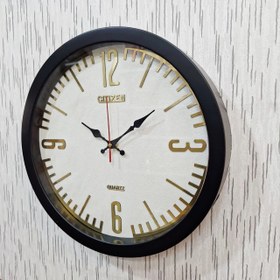 تصویر ساعت دیواری مشکی سایز ۳۵ بی‌صدا Silent Wall Clock 35cm