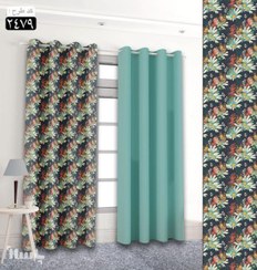 تصویر پرده تصویری طرح پترن گل و ساده تک رنگ برند پرنا - کد 1950785 