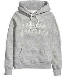 تصویر سویشرت زنانه کلاه‌دار طوسی ملانژ H&M 