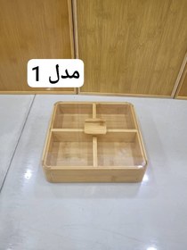 تصویر آجیل و شکلات خوری بامبو درب دار 