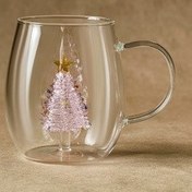 تصویر ماگ لیوان شیشه ای درخت کاج صورتی 440 میلی لیتری عید نوروز Karaca 