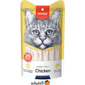 تصویر تشویقی بسته ۲۵ عددی بستنی ونپی طعم مرغ Wanpy Creamy Treat Chicken 25 Pack