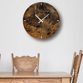 تصویر ساعت دیواری چوبی گالری چارگوش مدل cw12 دایره CHE WOODEN CLOCK CW12