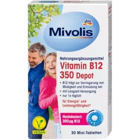 تصویر قرص ویتامین ب 12 میولیس 30 عددی Mivolis Vitamin B12 350 Depot, 30 Mini-Tabletten, 6 g