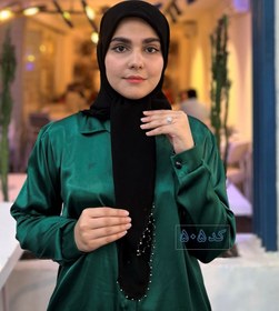 تصویر روسری مشکی زنانه جواهردوزی شده مجلسی کد 505 ارسال رایگان آماده سازی 7 روزه کرپ احرار VIP