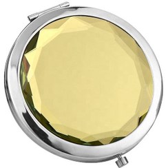 تصویر آینه آرایش کریستالی کامپکت رنگ لیمویی طلایی 