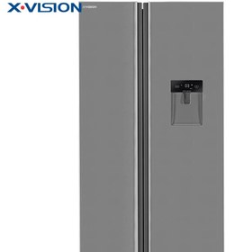 تصویر یخچال ساید بای ساید سفید ایکس ویژن مدل TS666-AWD Xvision white side refrigerator TS666-AWD