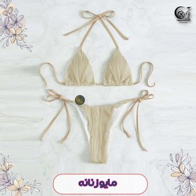 تصویر مایو بیکینی دو تکه زنانه برند شین سایز اسمال رنگ بژ 