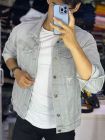 تصویر کت جین طوسی بدون خز کد 564654335 - XL Gray denim coat without fur, code 564654335