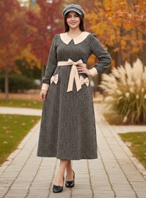 تصویر پیراهن بلند نارنج - شکلاتی 