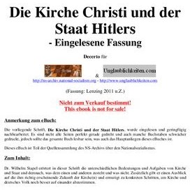 تصویر دانلود کتاب Stapel, Wilhelm - Die Kirche Christi und der Staat Hitlers (1933, 101 S., Scan, Fraktur) 1933 کتاب آلمانی استاپل، ویلهلم - کلیسای مسیح و دولت هیتلر (1933، 101 ص، اسکن، شکستگی) 1933