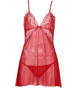 تصویر لباس خواب توری زنانه j14 قرمز 