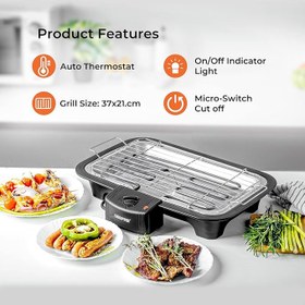 تصویر کباب پز برقی باربیکیو جیپاس مدل GBG9898 Geepas GBG9898 Electric Barbeque Grill