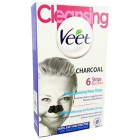 تصویر چسب‌ پاک کننده بینی ویت (Veet) مدل Charcoal بسته 6 عددی رنگ ویت