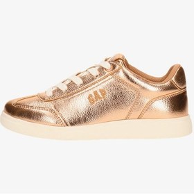 تصویر کفش ورزشی متالیک دخترانه با بندهای گره‌دار برند gap Girls' Metallic Sneakers with Lace-Up Closure