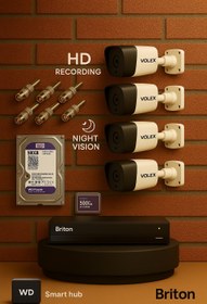 تصویر پکیج دوربین مداربسته برایتون شامل ۳ دوربین و هارد ۵۰۰ گیگابایت 