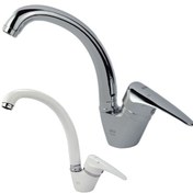 تصویر شیر ظرفشویی کسری مدل کارون رنگ کروم و سفید 