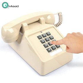 تصویر تلفن طرح قدیمی، تلفن رومیزی با شماره گیر دکمه ای، دارای زنگ بسیار بلند، صدا زنگ قابل تنظیم، تلفن سنتی و خاص و نوستالژی، وسیله کلیدی برای تزیین دکور منزل، مدل 8020 