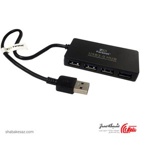 تصویر هاب 4 پورت USB 3.0 فرانت USB 3.0 4port Thin HUB ABS Cover / Cable 30Cm