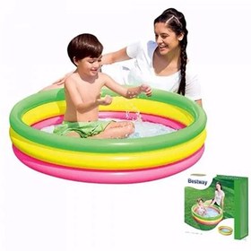تصویر استخر بادی کودک سه رنگ گرد کد bestway 51104