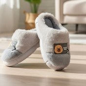 تصویر روفرشی و اسلیپر دخترانه وارداتی کفی EVA مدل پاپوش CUTE طوسی 