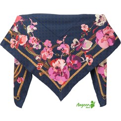 تصویر روسری ابریشم توییل گوچی حاشیه گل کد 1278 