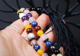 تصویر تسبیح ام البنین اصل سنگ طبیعی دستساز 33 دانه ی سایز 8 