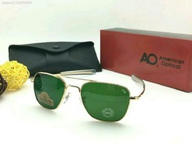 تصویر عینک آفتابی آمریکن اپتیکال مربعی طلایی سبز AO 