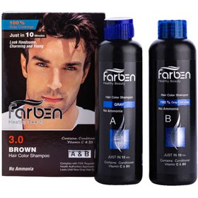 تصویر شامپو رنگ آقایان قهوه ای فاربن شماره 3 ا Farben Brown Hair Color Shampoo No.3 Farben Brown Hair Color Shampoo No.3