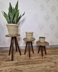 تصویر پایه گلدان حصیری سه سایز 