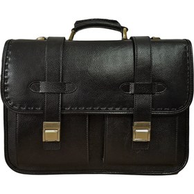 تصویر کیف لپ تاپی و اداری چرم طبیعی گاوی مدل کوروش - مشکی Cow leather laptop and office bag KOOROSH model