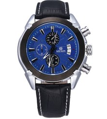 تصویر ساعت مچی آنالوگ چرمی مردانه مدل M2020BLU - ۴۲ میلی‌متر - مشکی برند megir Men's Leather Analog Watch M2020BLU - 42 mm - Black