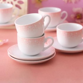 تصویر سرویس چینی زرین 6 نفره چای خوری ساکورا صورتی (12 پارچه) ا Zarin Iran Italiaf Sakura-Pink 12 Pieces Porcelain Tea Set Zarin Iran Italiaf Sakura-Pink 12 Pieces Porcelain Tea Set