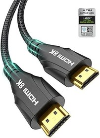 تصویر Cratree HDMI 2.1 Cable 10FT - 8K Ultra High Speed ​​HDMI Cable - 48Gbps, 8K 60hz, 4K 120hz, Braided,eARC,ARC,HDCP 2.2-2.3 - سازگار با PS5,Monitor3.3,Samsung LG TV Apple Apple 