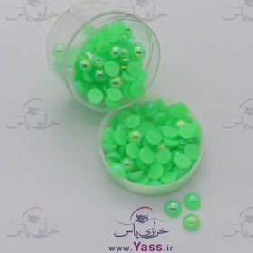 تصویر مروارید نیمه ( لپه ) 8 میل سبز فسفری 