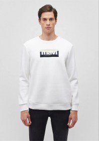 تصویر سویشرت سفید مردانه ماوی اورجینالmavi White Sweatshirt 