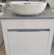 تصویر روشویی کابینتی بامبو در ابعاد 50*40 و رنگ طوسی سفید 