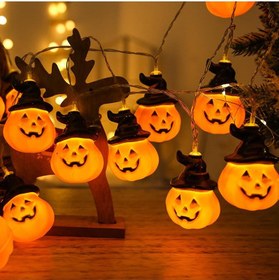 تصویر چراغ رشته‌ای LED مدل کدو تنبل با سر اسکلت برای تزئینات جشن - 3 متر با 20 لامپ برند generic LED Pumpkin Lamp Skeleton Head Light String Party Decoration Light 3 meters 20 lights