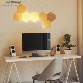 تصویر پنل روشنایی شش ضلعی هوشمند 7 تکه نانولیف طرح چوب Nanoleaf Elements Hexagons Wood Look Starter Kit (7 Panels) 