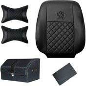 تصویر ست کامل روکش صندلی پژو 405 قدیم چرم مدل مارال مشکی (پشت گردنی رایگان) 