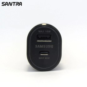 تصویر شارژر وکابل فندکی سوپرفست برابر اورجینال فندکی 25 وات طرح سامسونگ دو پورت سازگار با اپل آیفون کد 116 