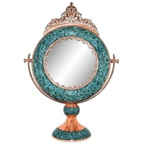 تصویر آینه گرد کوچک فیروزه کوب-اثر استاد آقاجانی-امضا دار ا Aghajani Handicraft Mirror Aghajani Handicraft Mirror