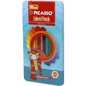 تصویر مداد رنگی 12 رنگ پیکاسو Picasso Superb Writer فلزی 