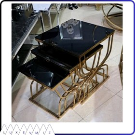 تصویر میز 3عسلی فلزی مدل ملودی - آینه / سیلور / سفید 