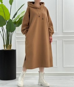 تصویر هودی کلاهدار بلند سایز ۳۶ و ۴۴ رنگ مشکی 