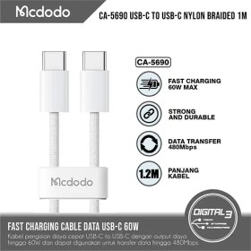 تصویر کابل تایپ سی 60 وات بافت نایلونی(آیفون 15) مدل 1متری MCDODO CA-5690 