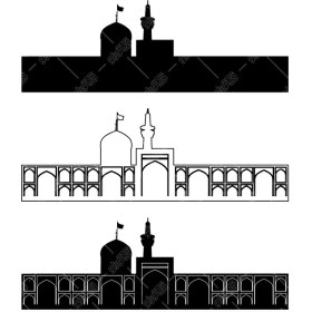 تصویر وکتور سیلوئت حرم امام رضا عریض 